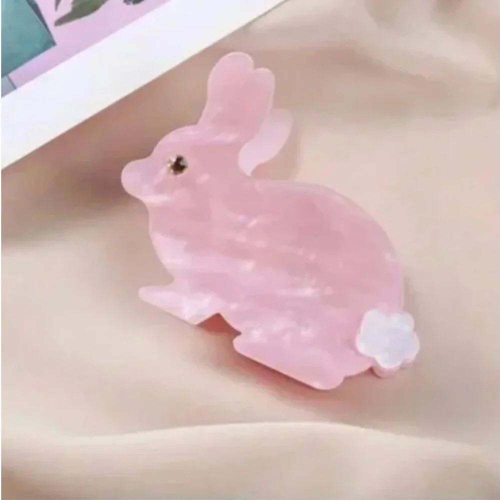 ⭐️❤️ FREE Bunny Rabbit Pink Cotton Trendy Hipster Chic Girly Glam Hair Claw Clip
